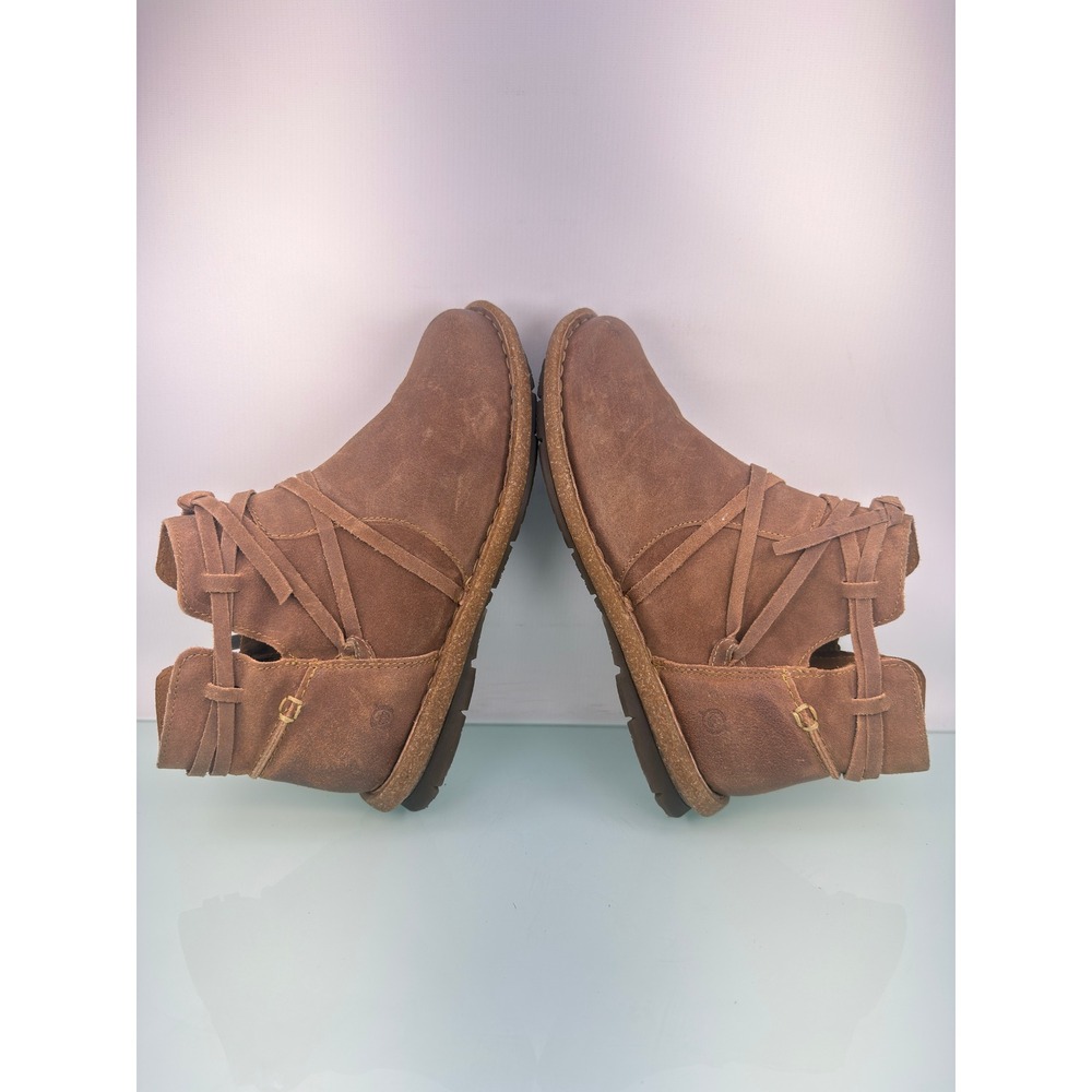 Born Tarkiln Brown Distressed Leather Ankle Booties Women9 Wrap Tie Boho Artisan - Picture 6 of 10